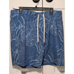 Men's Sonoma Swim Trunks Blue Palm Leaves Print,  XXL NWT